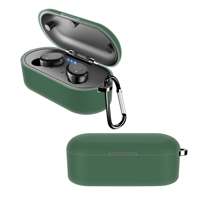 

For Tozo T10 Pure Color Bluetooth Earphone Soft Silicone Protective Case With Hook(Green)