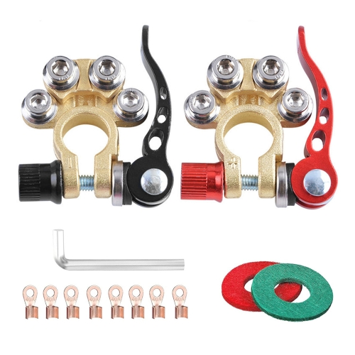 

1 Pair Car Battery Terminals Quick Disconnect Cables Connectors, with L Wrench + 40A Terminal + Insulation Pad