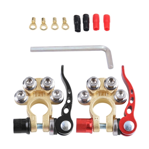 

1 Pair Car Battery Terminals Quick Disconnect Cables Connectors, with L Wrench + Terminal