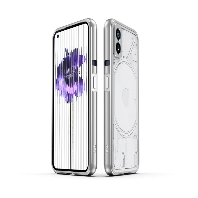

For Nothing Phone 1 Aurora Series Lens Protector + Metal Frame Protective Phone Case(Silver)