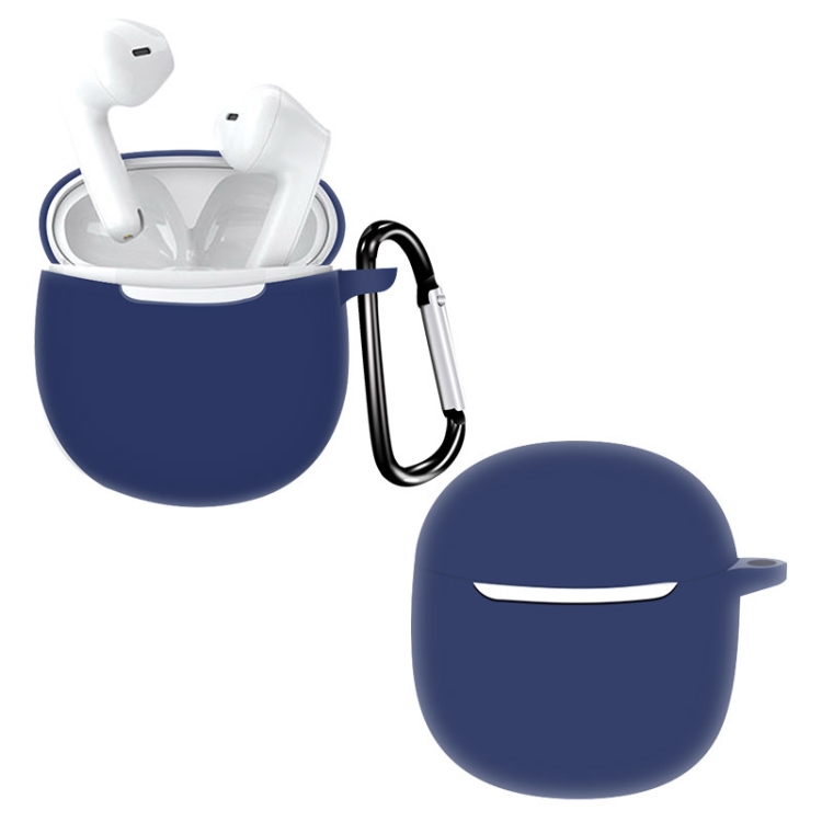 

For Xiaodu S1 Pure Color Bluetooth Earphone Soft Silicone Protective Case With Hook(Dark Blue)