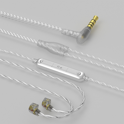 

CVJ V7 1.25m 4-Cores Silver-plated 3.5mm Elbow Earphone Cable, Model:2 Pin with Mic(Silver)