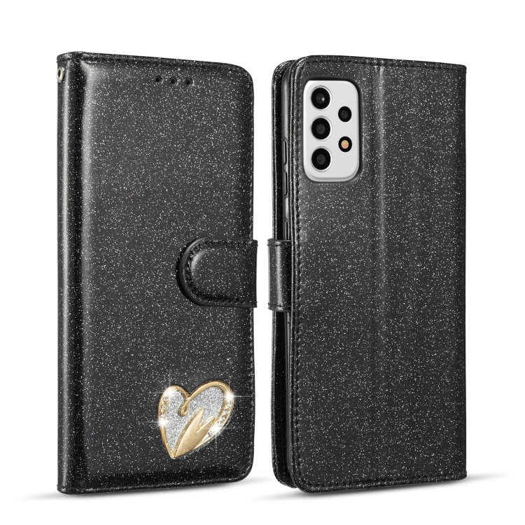 

For Samsung Galaxy A53 Glitter Powder Love Leather Phone Case(Black)