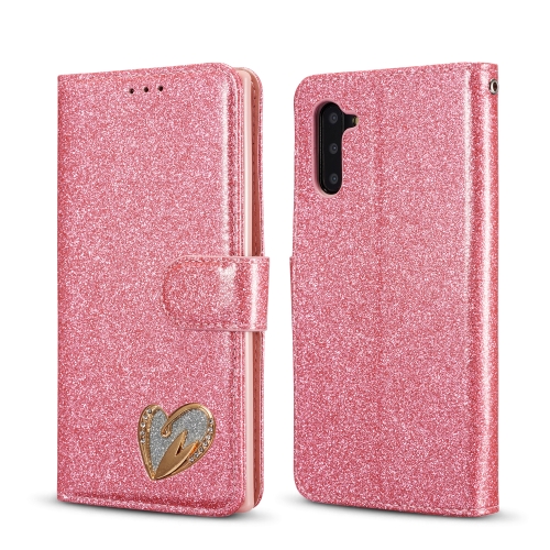 

For Samsung Galaxy Note10 Glitter Powder Love Leather Phone Case(Rose Red)