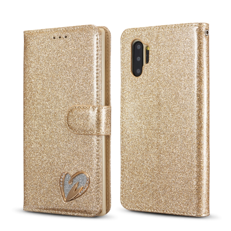 

For Samsung Galaxy Note10+ Glitter Powder Love Leather Phone Case(Gold)