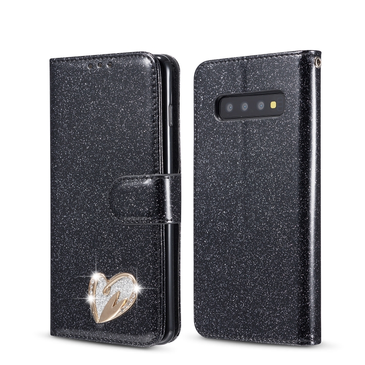 

For Samsung Galaxy S10 Glitter Powder Love Leather Phone Case(Black)