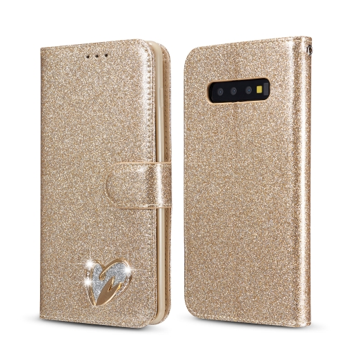 

For Samsung Galaxy S10+ Glitter Powder Love Leather Phone Case(Gold)