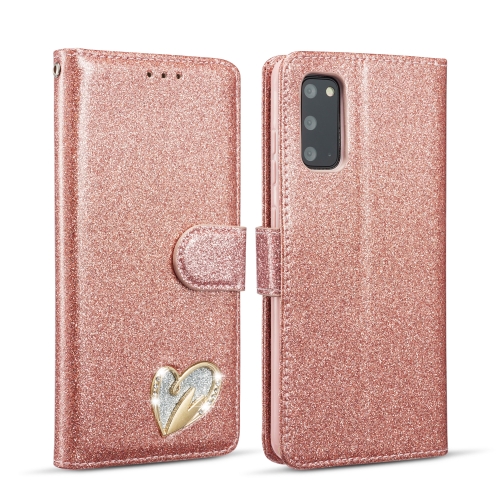 

For Samsung Galaxy S20+ Glitter Powder Love Leather Phone Case(Pink)