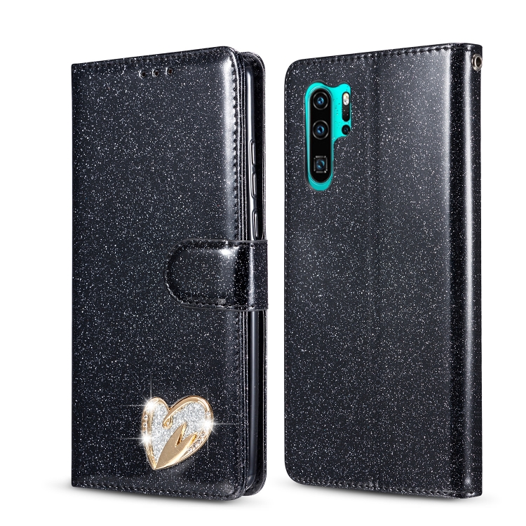 

For Huawei P30 Pro Glitter Powder Love Leather Phone Case(Black)