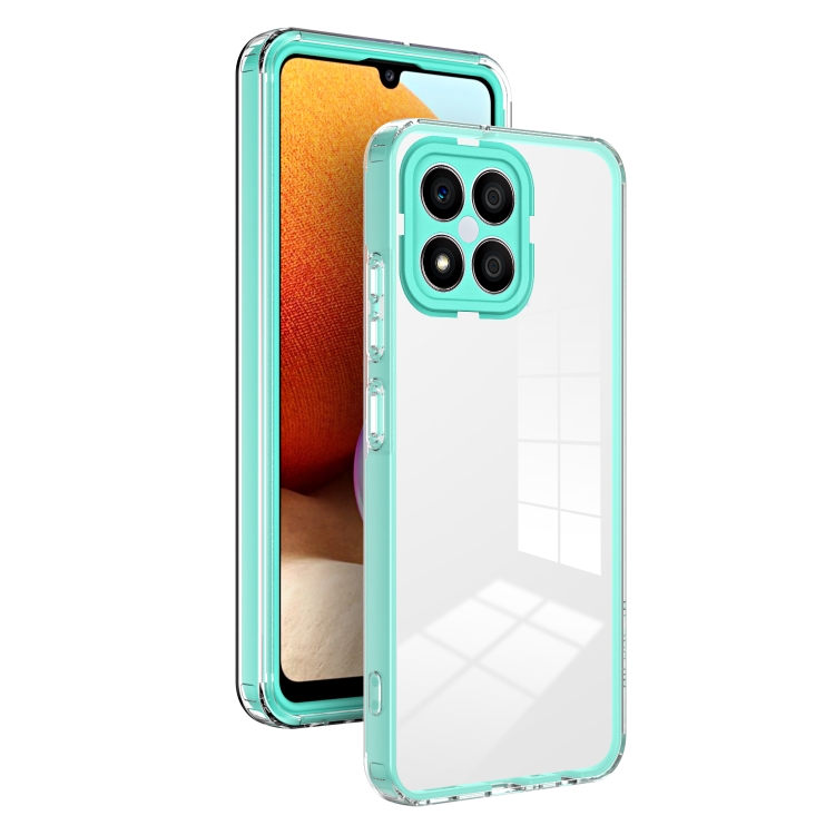 

For Honor X8 3 in 1 Clear TPU Color PC Frame Phone Case(Light Green)