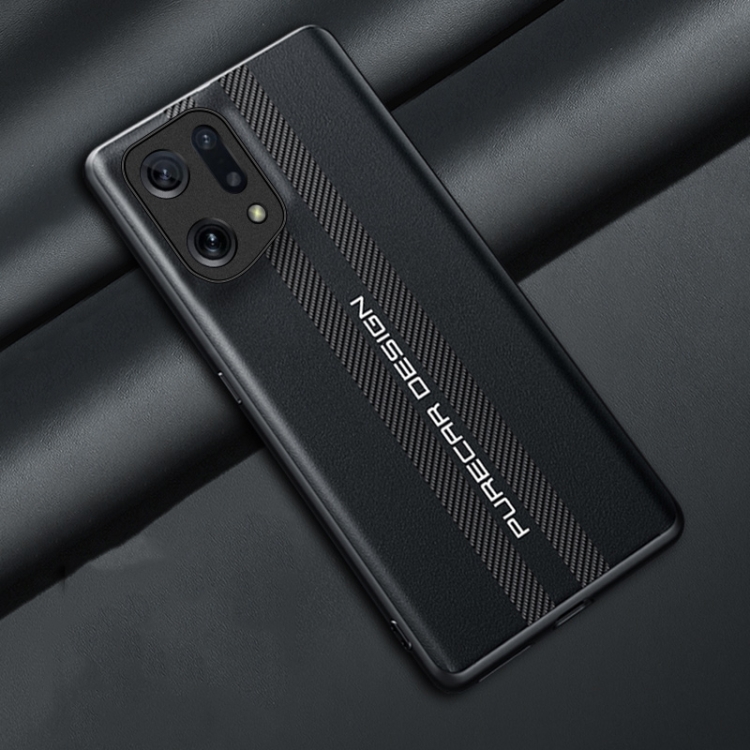 

For OPPO Find X5 Carbon Fiber Texture Plain Leather Phone Case(Black)