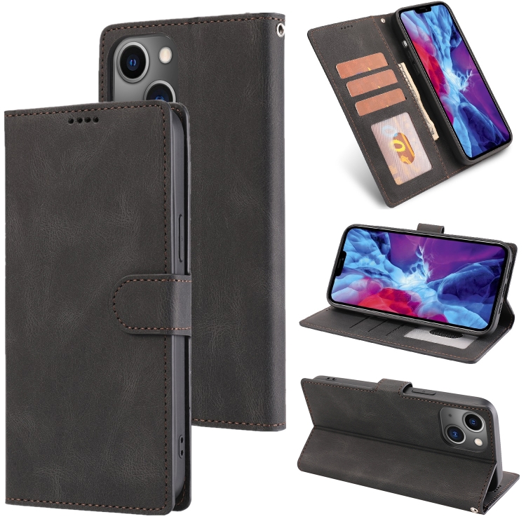 

For iPhone 14 Fantasy Classic Skin-feel Calfskin Texture Leather Case(Black)