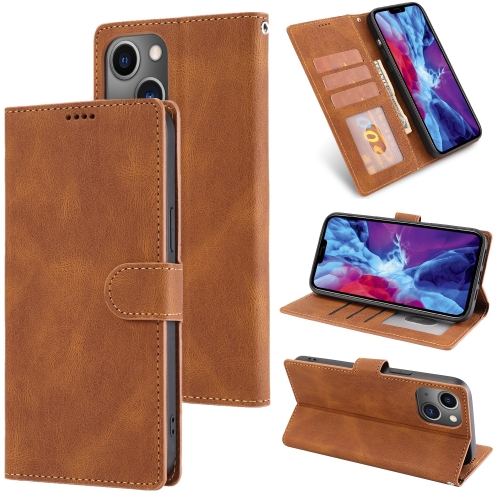 

For iPhone 14 Plus Fantasy Classic Skin-feel Calfskin Texture Leather Case(Brown)