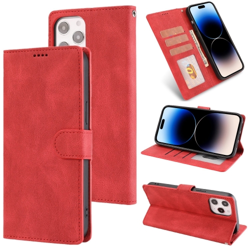 

For iPhone 14 Pro Fantasy Classic Skin-feel Calfskin Texture Leather Case(Red)