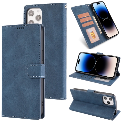 

For iPhone 14 Pro Fantasy Classic Skin-feel Calfskin Texture Leather Case(Blue)