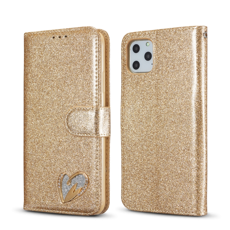 

Glitter Powder Love Leather Phone Case For iPhone 11 Pro(Gold)