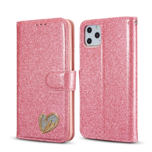 

Glitter Powder Love Leather Phone Case For iPhone 11 Pro Max(Rose Red)