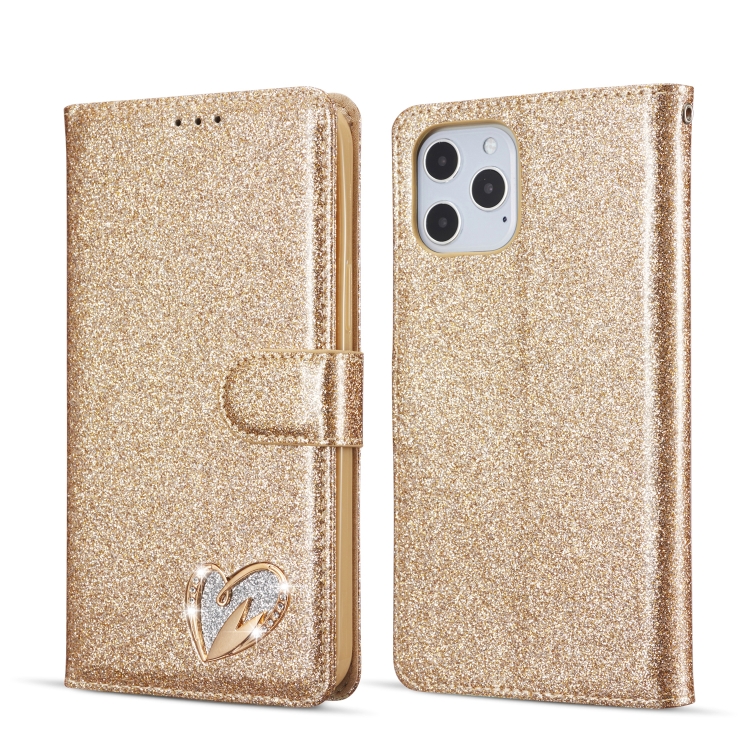 

For iPhone 13 Glitter Powder Love Leather Phone Case(Gold)
