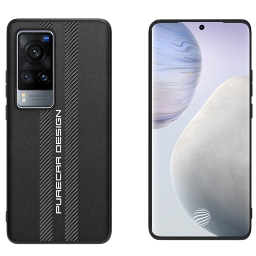 

For vivo X60 Pro Carbon Fiber Texture Plain Leather Phone Case(Black)