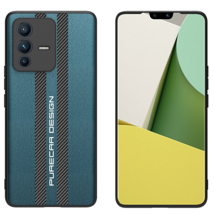 

For vivo S12 Pro Carbon Fiber Texture Plain Leather Phone Case(Dark Green)
