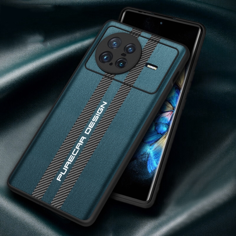 

For vivo X Note Carbon Fiber Texture Plain Leather Phone Case(Dark Green)
