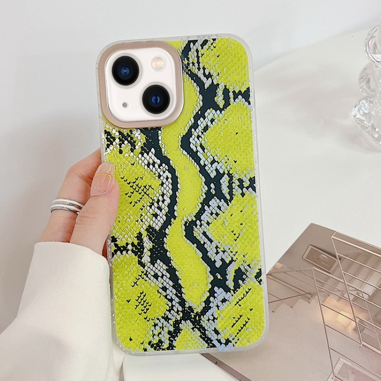 

Snake Texture Dual-side Laminating TPU Phone Case For iPhone 14(Yellow)