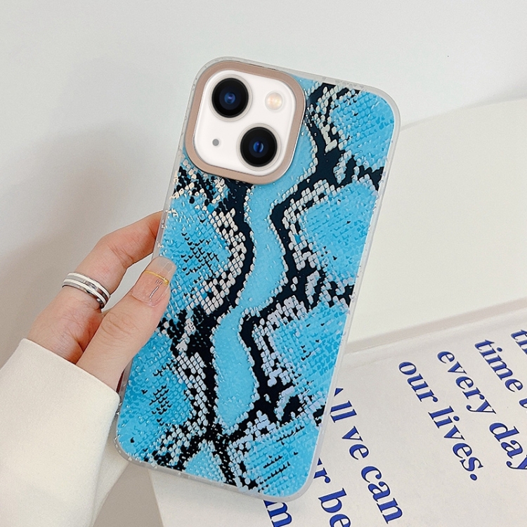 

Snake Texture Dual-side Laminating TPU Phone Case For iPhone 14 Max(Blue)
