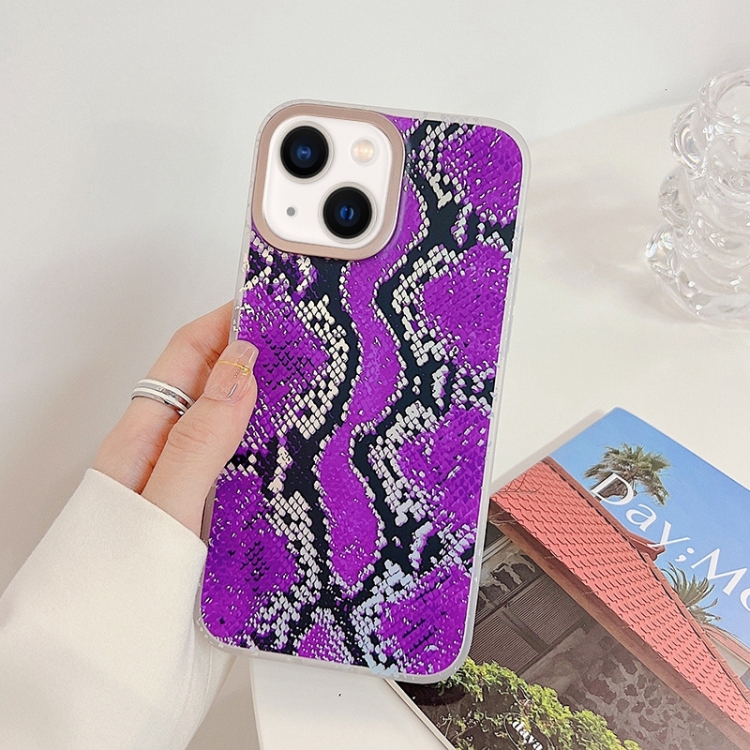 

Snake Texture Dual-side Laminating TPU Phone Case For iPhone 14 Max(Purple)
