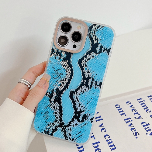 

Snake Texture Dual-side Laminating TPU Phone Case For iPhone 14 Pro(Blue)