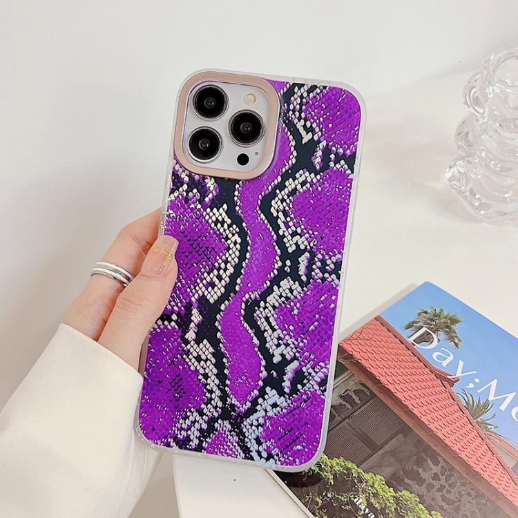 

Snake Texture Dual-side Laminating TPU Phone Case For iPhone 14 Pro(Purple)