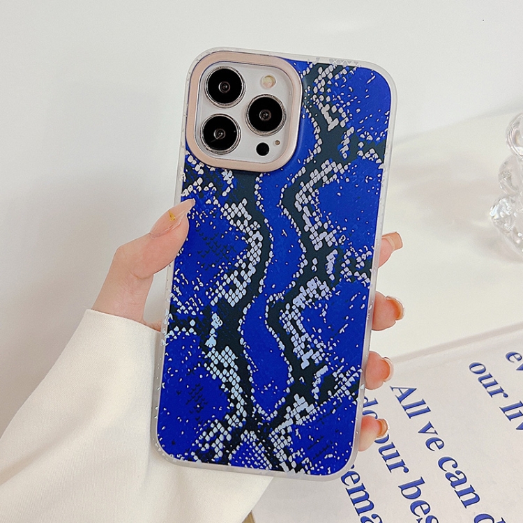 

Snake Texture Dual-side Laminating TPU Phone Case For iPhone 14 Pro Max(Dark Blue)