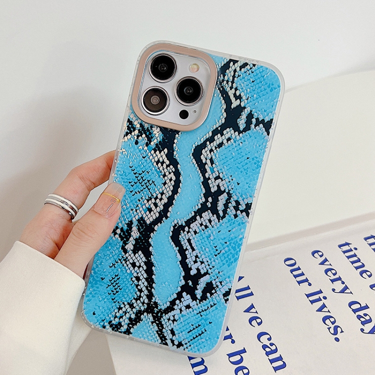 

Snake Texture Dual-side Laminating TPU Phone Case For iPhone 12 Pro Max(Blue)