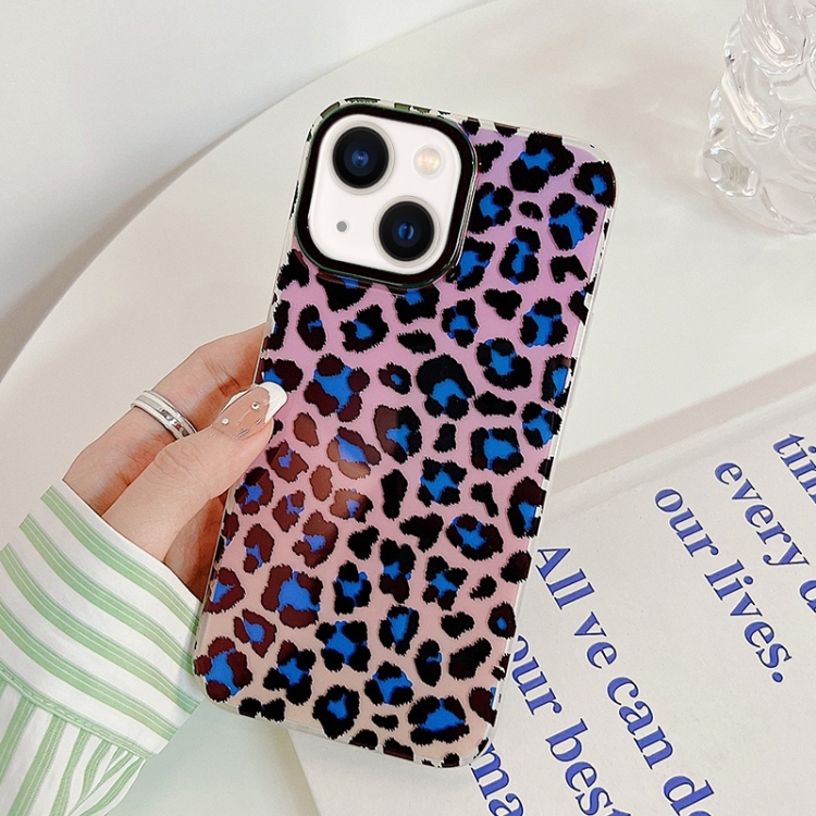 

Leopard Texture Dual-side Laminating Phone Case For iPhone 14 Max(Blue Pink)