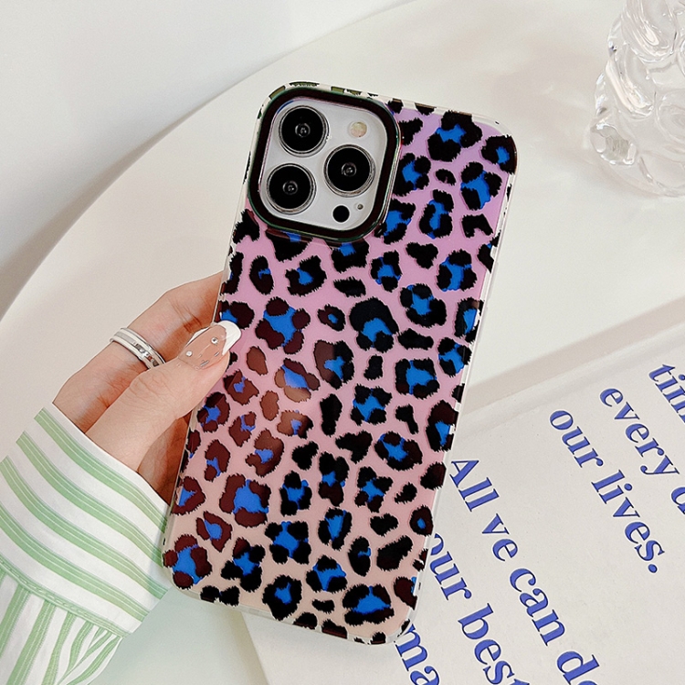 

Leopard Texture Dual-side Laminating Phone Case For iPhone 13 Pro(Blue Pink)