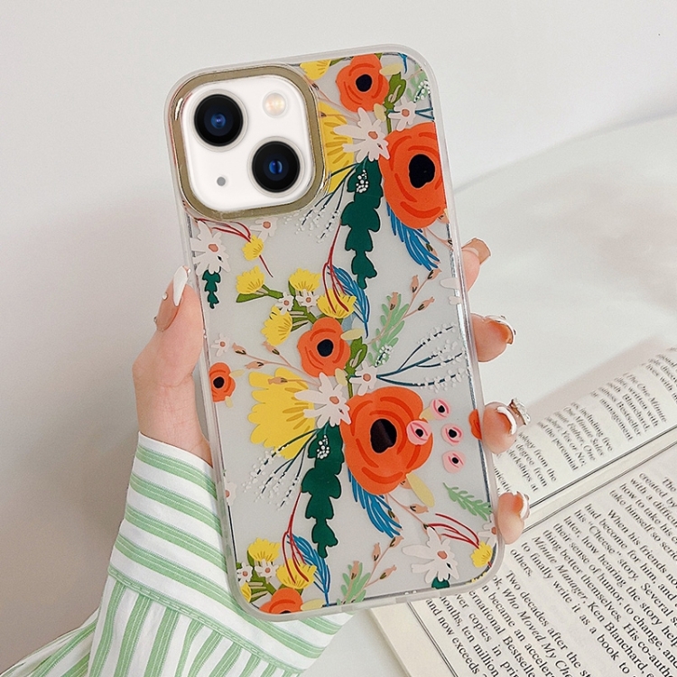 

For iPhone 14 Dual-side Laminating Vintage Flowers Phone Case (Violets)