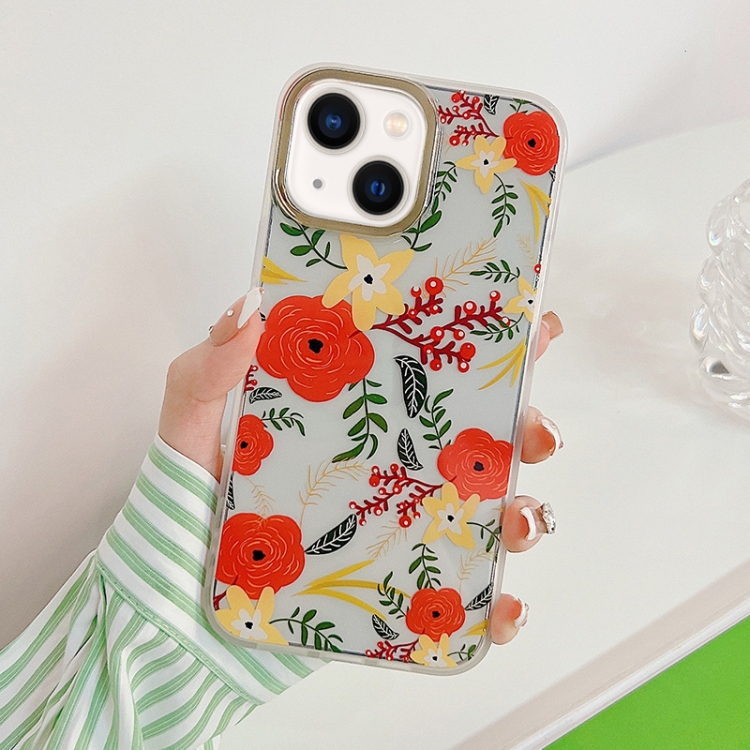 

For iPhone 14 Plus Dual-side Laminating Vintage Flowers Phone Case (Tuna)