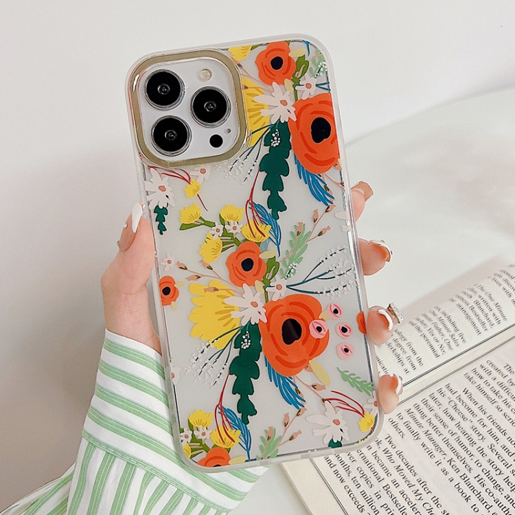 

Dual-side Laminating Vintage Flowers Phone Case For iPhone 13(Violets)