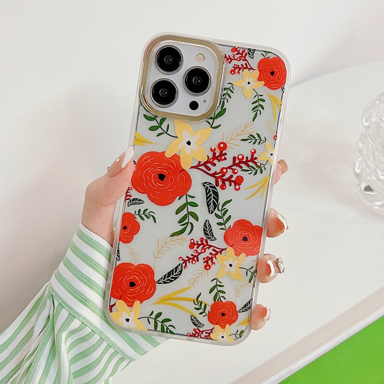 

Dual-side Laminating Vintage Flowers Phone Case For iPhone 12 Pro Max(Tuna)