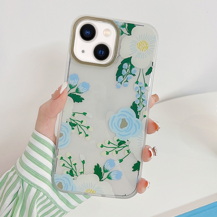

Dual-side Laminating Fresh Flowers Phone Case For iPhone 14(Onion Orchid)