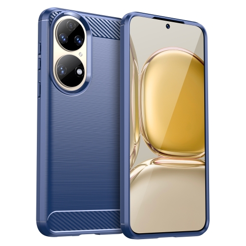 

For Huawei P50E Brushed Texture Carbon Fiber TPU Case(Blue)