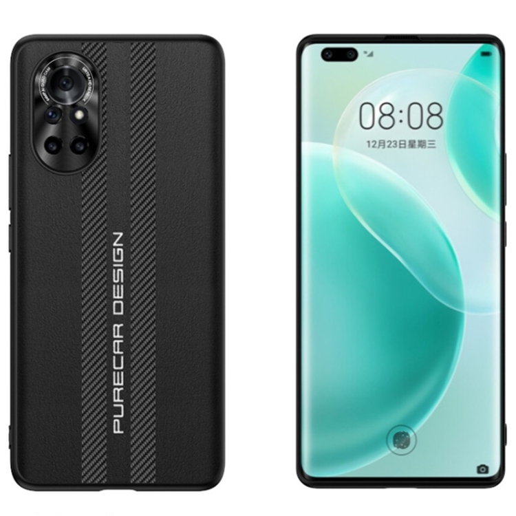 

For Huawei nova 8 Carbon Fiber Texture Plain Leather Phone Case(Black)