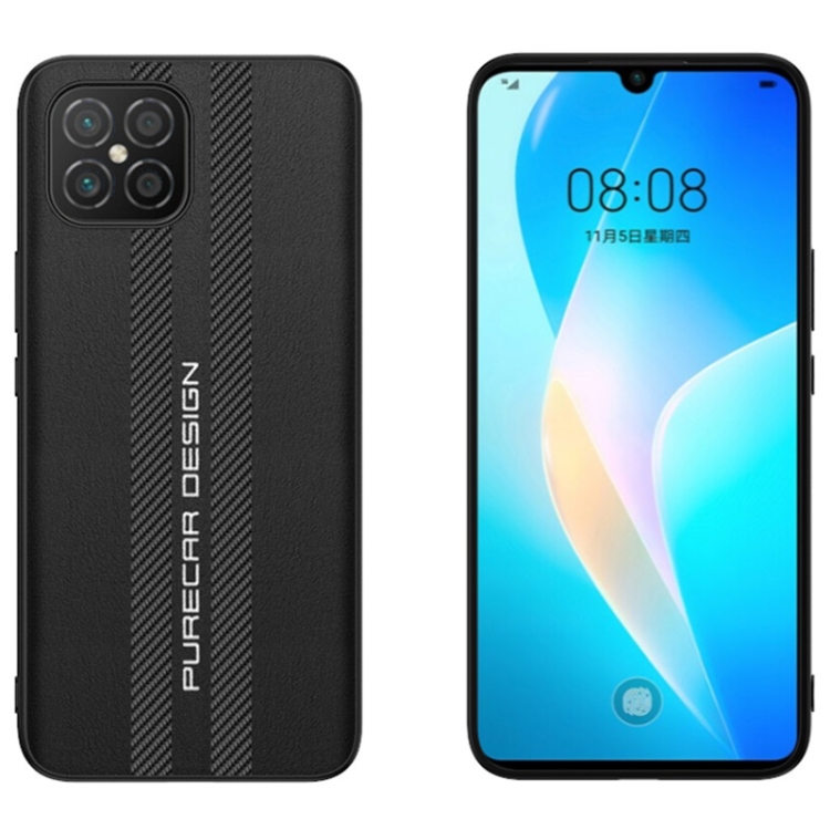 

For Huawei nova 8 SE Carbon Fiber Texture Plain Leather Phone Case(Black)