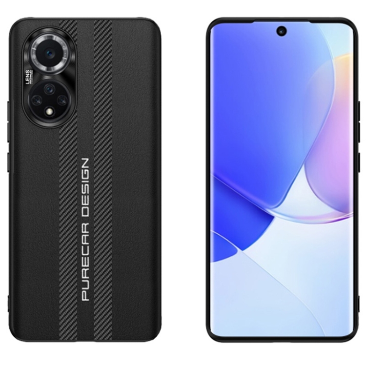 

For Huawei nova 9 Carbon Fiber Texture Plain Leather Phone Case(Black)
