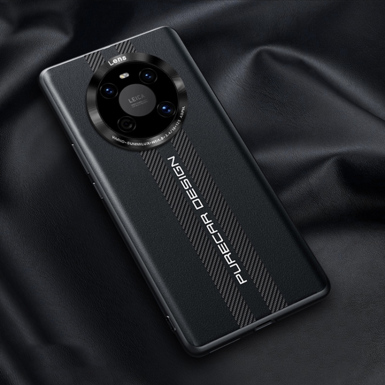 

For Huawei Mate 40 / Mate 40E Carbon Fiber Texture Plain Leather Phone Case(Black)
