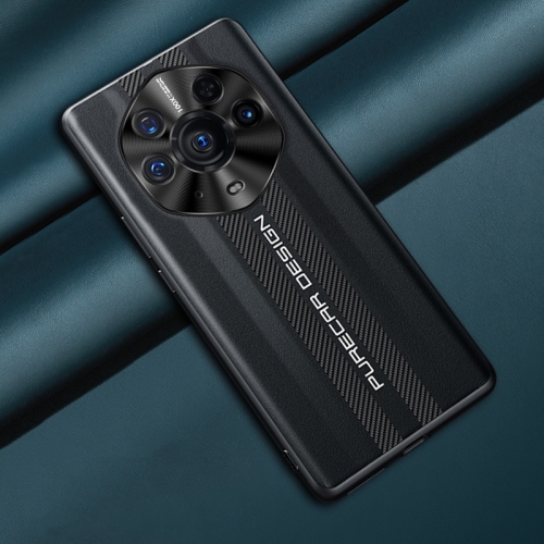 

For Honor Magic3 Ultimate Carbon Fiber Texture Plain Leather Phone Case(Black)