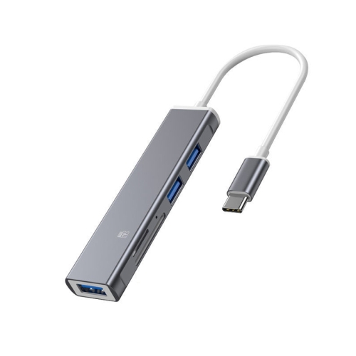 

5 in 1 Type-C to SD / TF Card Slot + 3 USB Ports Multifunctional Docking Station HUB(Grey)
