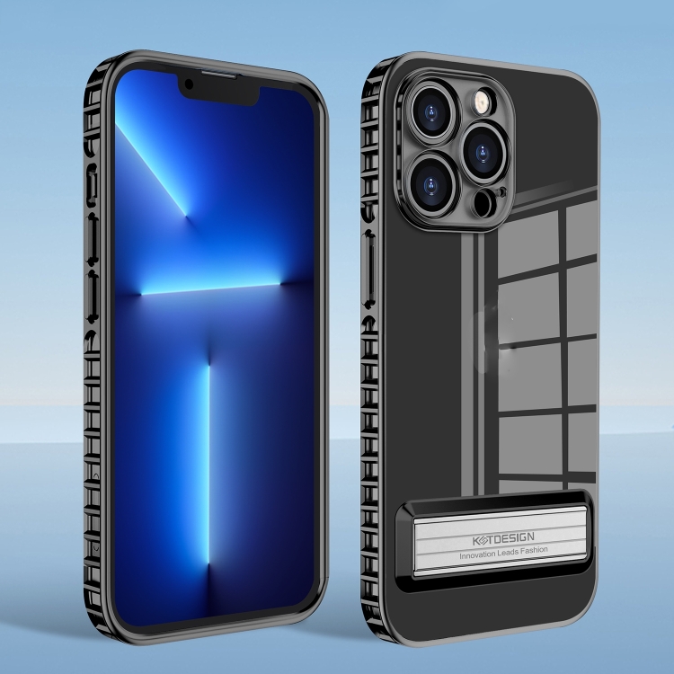 

Magnetic Holder Clear Phone Case For iPhone 14(Black)