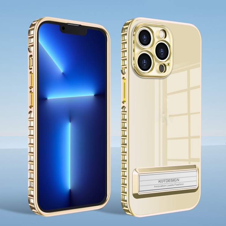 

Magnetic Holder Clear Phone Case For iPhone 14 Max(Gold)