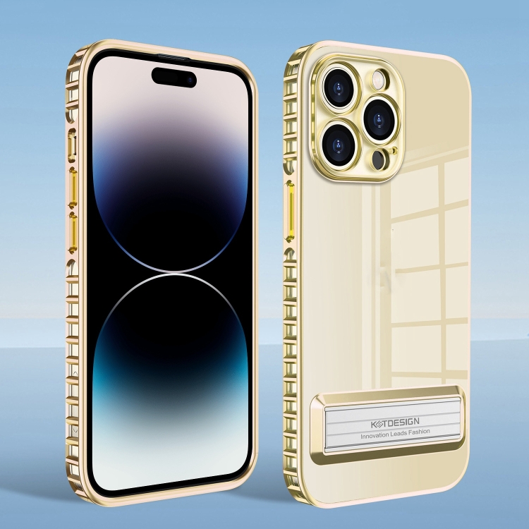 

Magnetic Holder Clear Phone Case For iPhone 14 Pro(Gold)