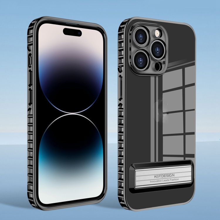 

Magnetic Holder Clear Phone Case For iPhone 14 Pro Max(Black)